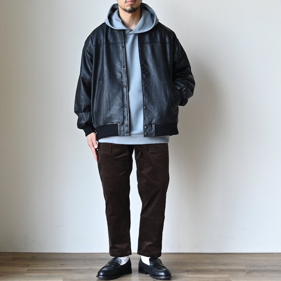 【YOUSED】 REMAKE LEATHER STADIUM JUMPER 