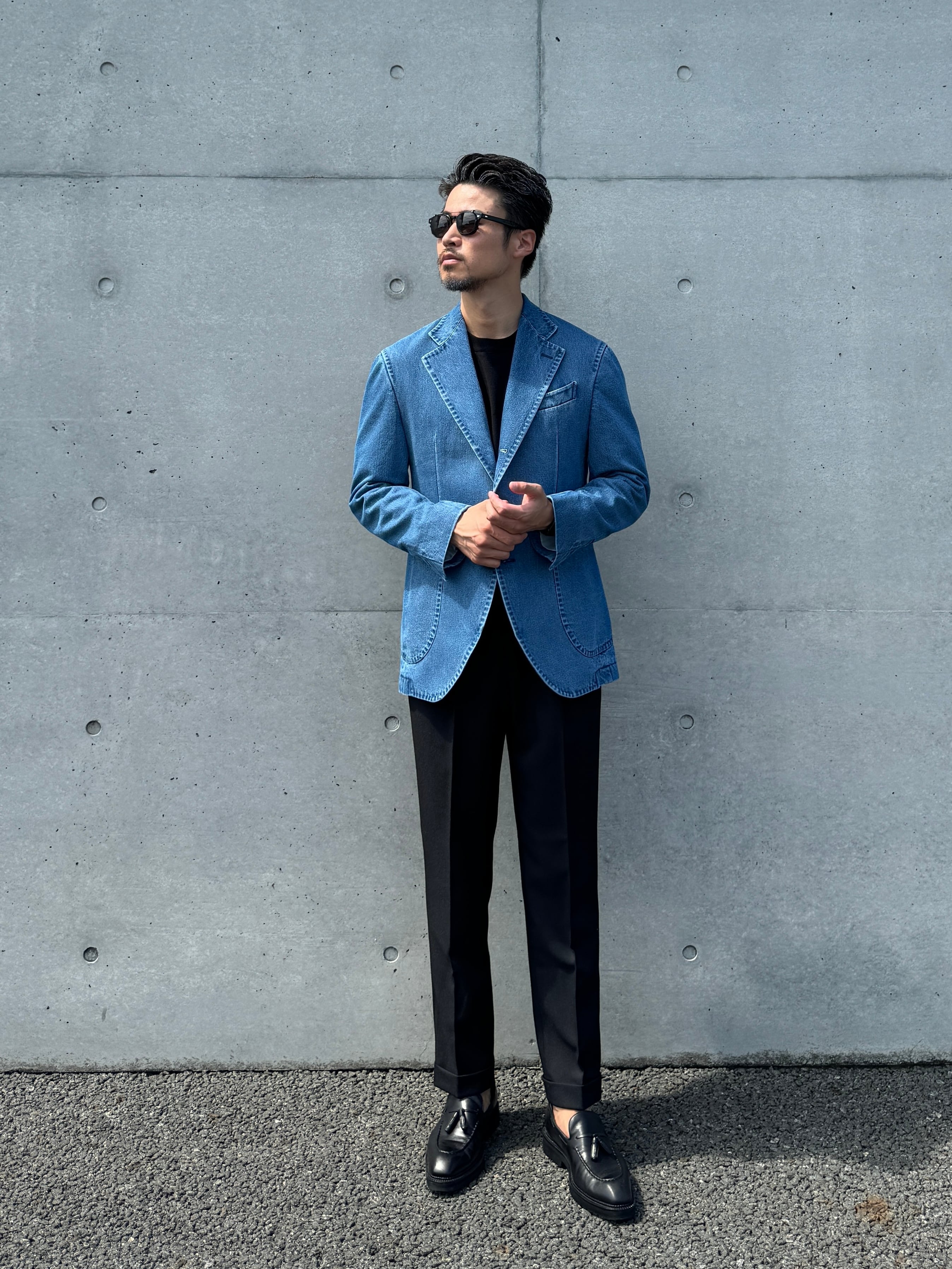 デニムテーラードシングルジャケット | Wide Range