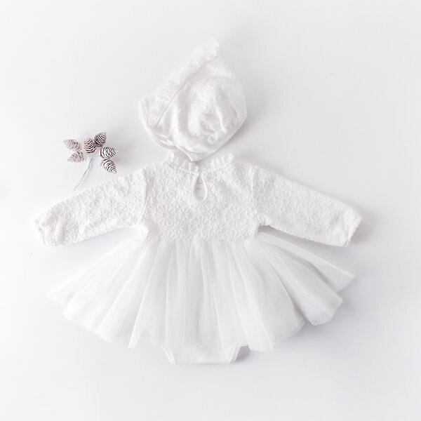 長袖ベビードレスロンパース♡