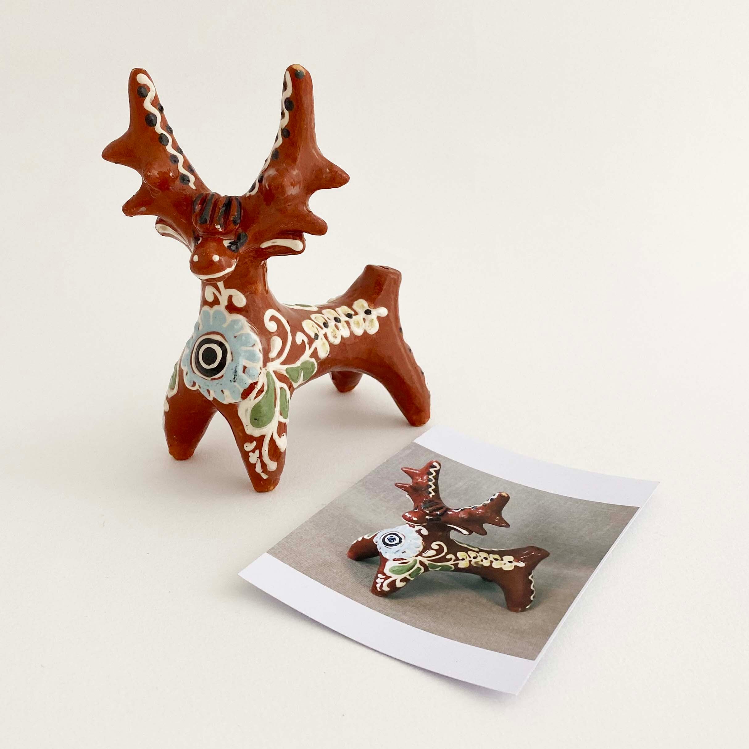 ウクライナ産 オピシュニャ土人形(トナカイ)