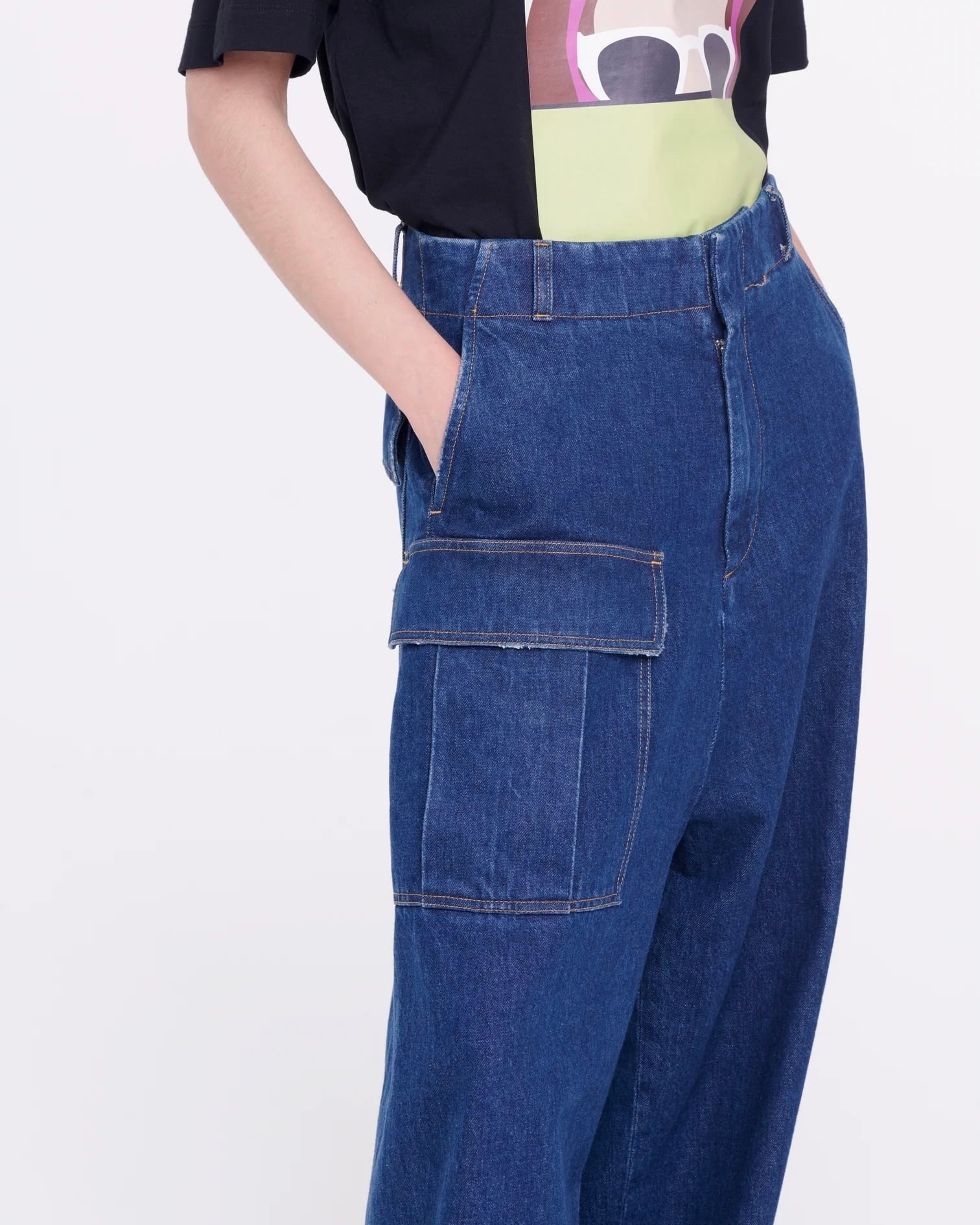 PLAN C ベルテッド ワイドレッグ ジーンズ デニム 36 PLANC】ワイドレッグブラウンベルティッドジーンズ | idealclasse