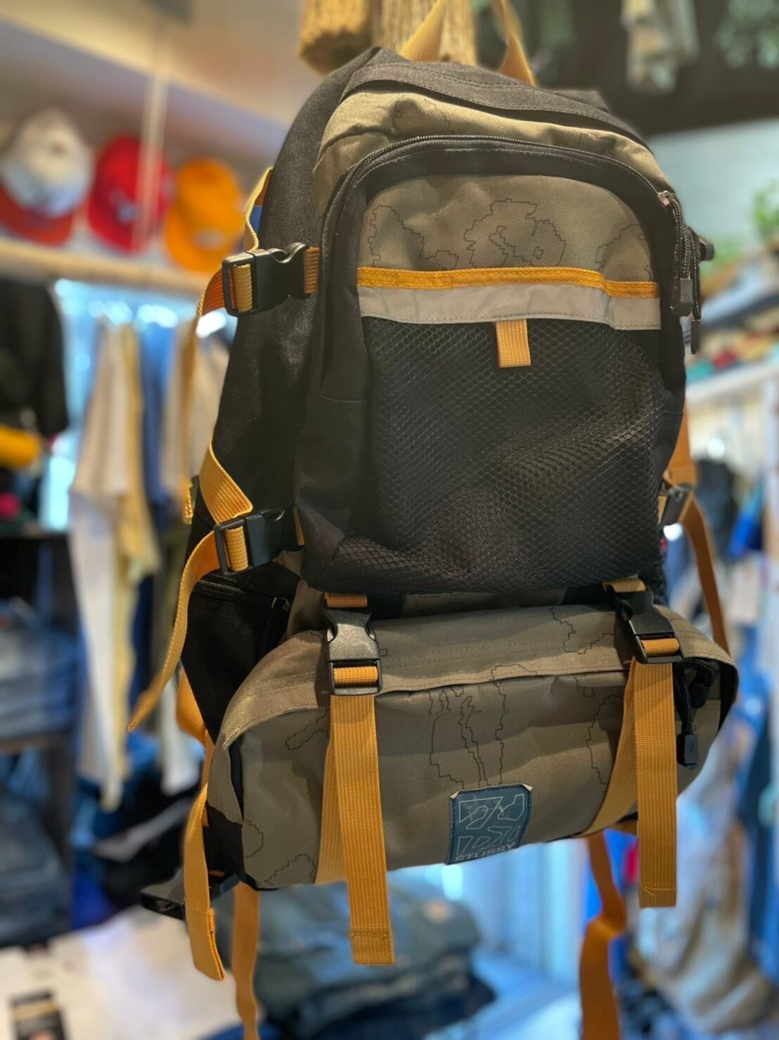 90s OLD STUSSY/2WAY BACKPACK/紺タグ/バックパック/カーキ/総柄/ステューシー | nimunamu powered by  BASE