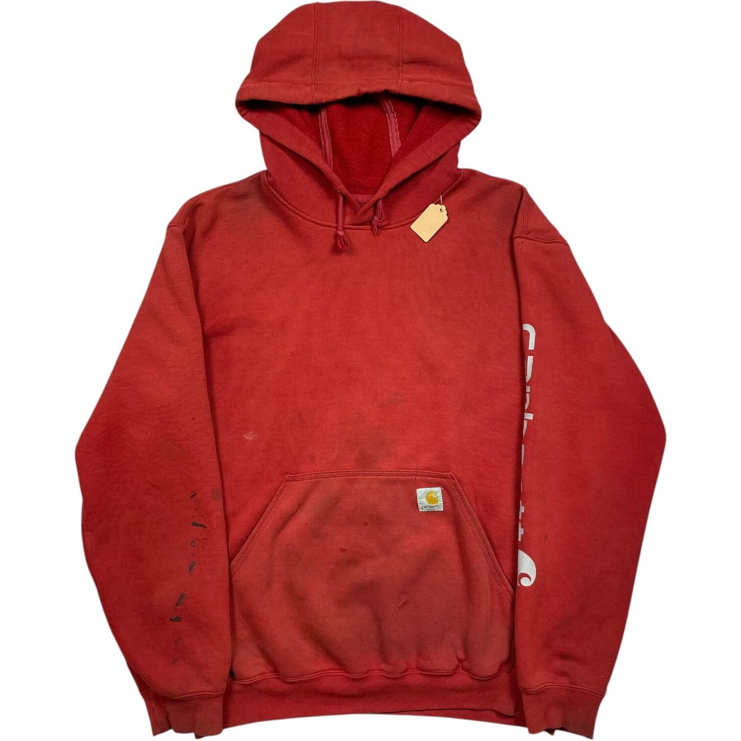 《M》Carhartt カーハート パーカー ワンポイントロゴ ダメージ レッド no.9878
