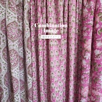 ブロックプリント生地【50cm単位】インド綿 小花柄 ピンク×カーキ #42184-PK2