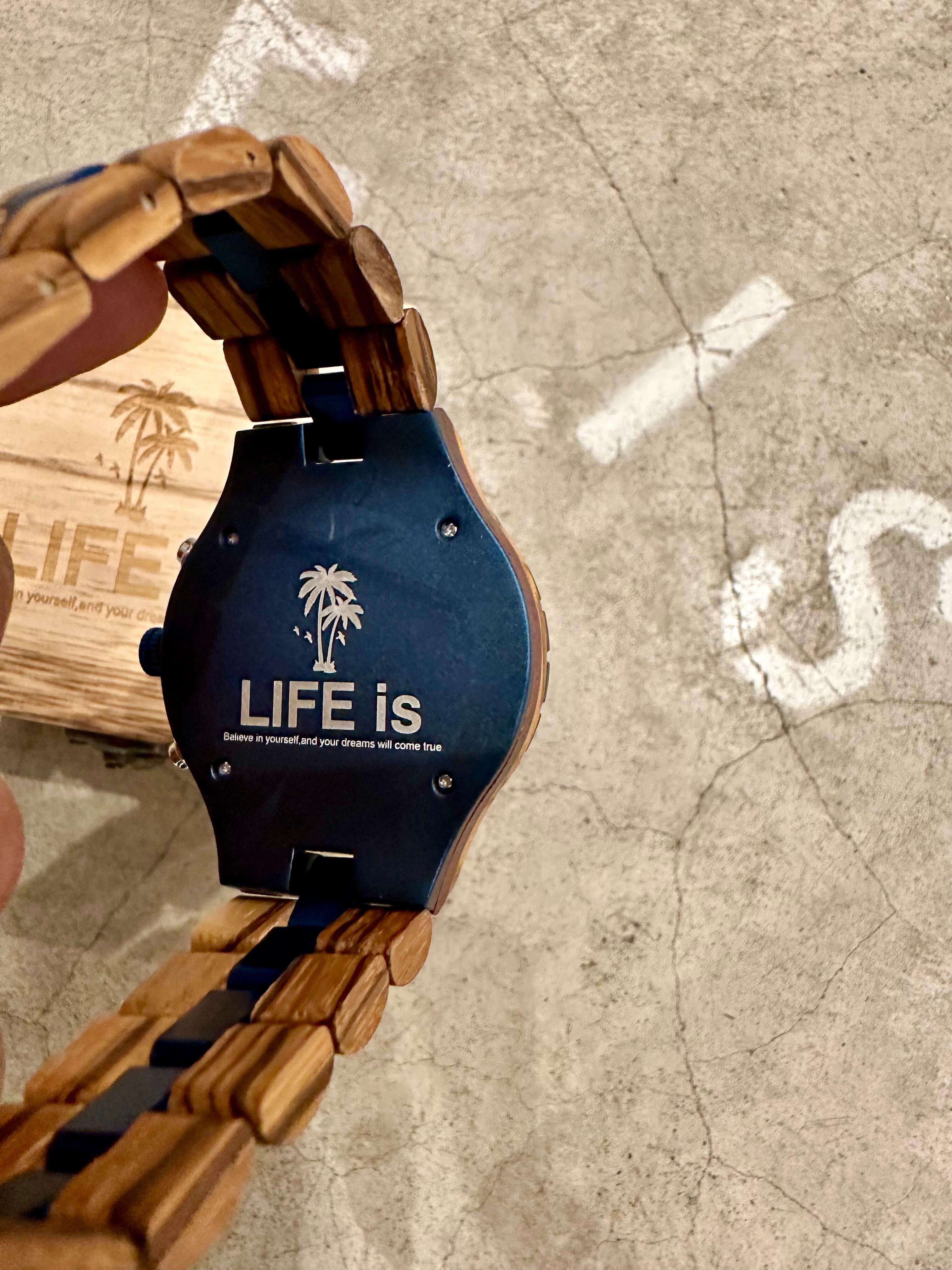 LIFE is 7th anniversary 木製時計 chronograph ￥29,800