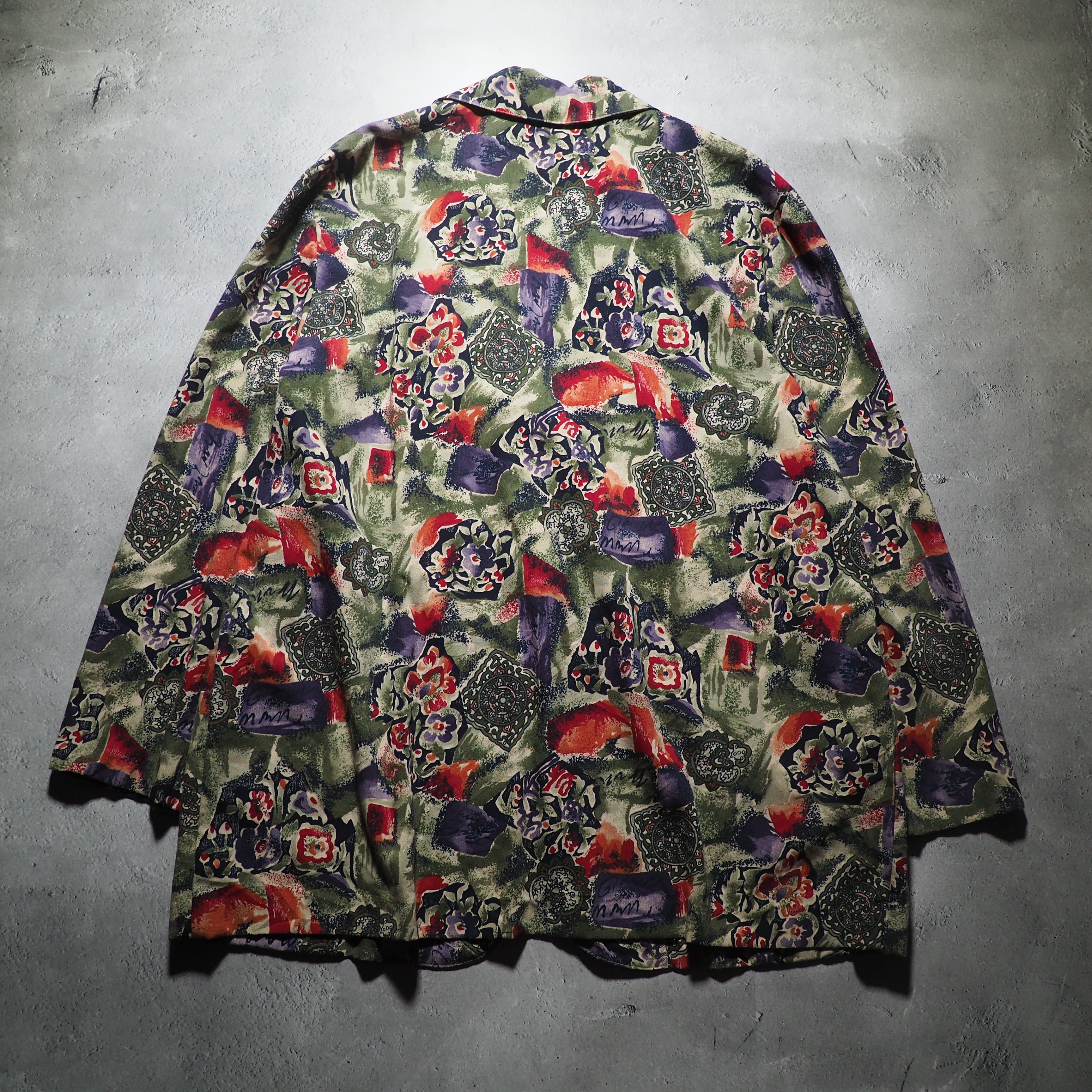 Beautiful Botanical flower painted vintage loose jacket (made in Usa)