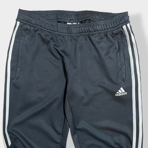 【adidas】トラックパンツ TRACK PANTS サッカー フットサル ジャージパンツ ジャージ下 裾チャック パフォーマンスロゴ プリント スリーストライプ CLIMACOOL アディダス ダークグレー US古着