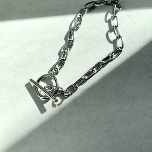 ＜stainless＞  Flat simple chain bracelet