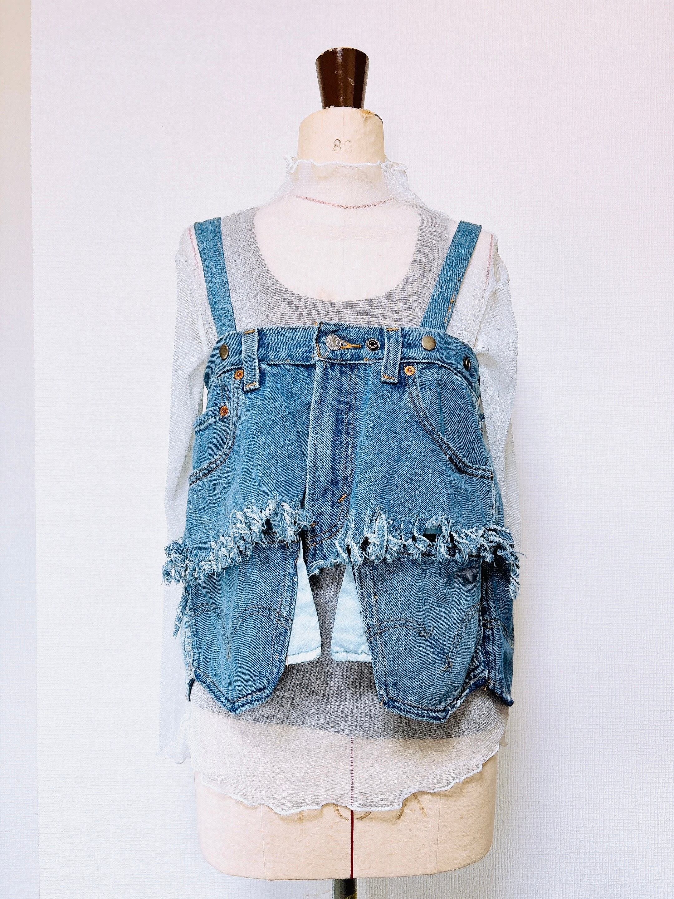 Denim 2way bustier ウエスト最大84cm