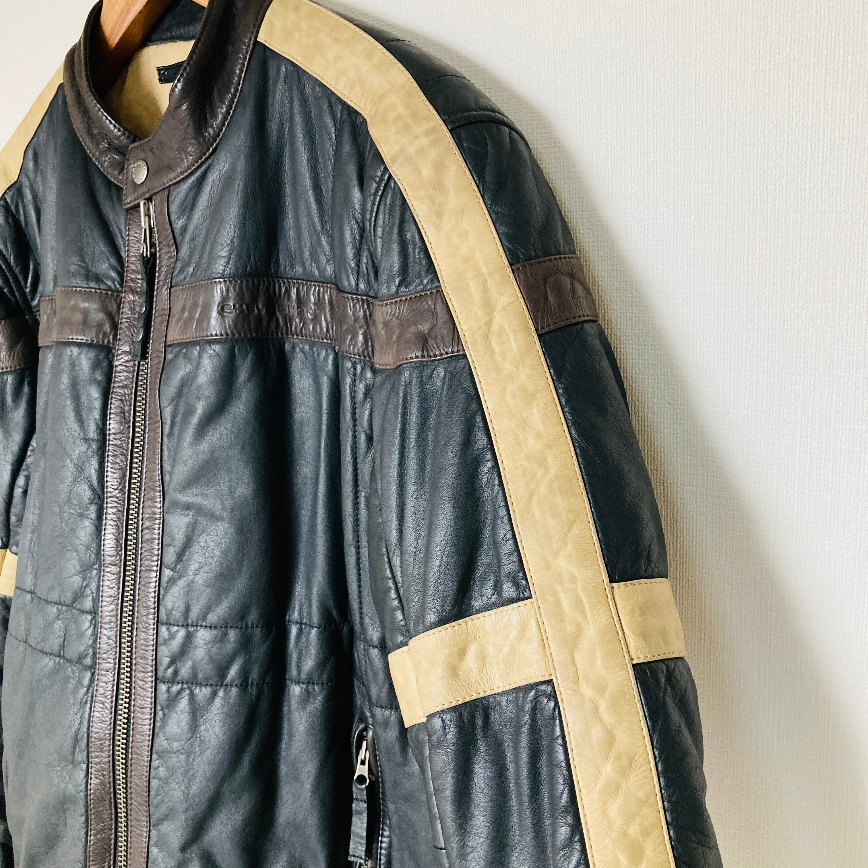 CHEVIGNON シェビニオン　レザーライダースジャケット　シングル　ベルト CHEVIGNON シェビニオン レーシング シングル ライダースジャケット 本