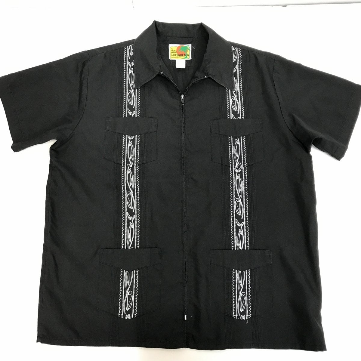 ハバンド 襟芯入り フルジップ 半袖 キューバシャツ GUAYABERA SHIRTS