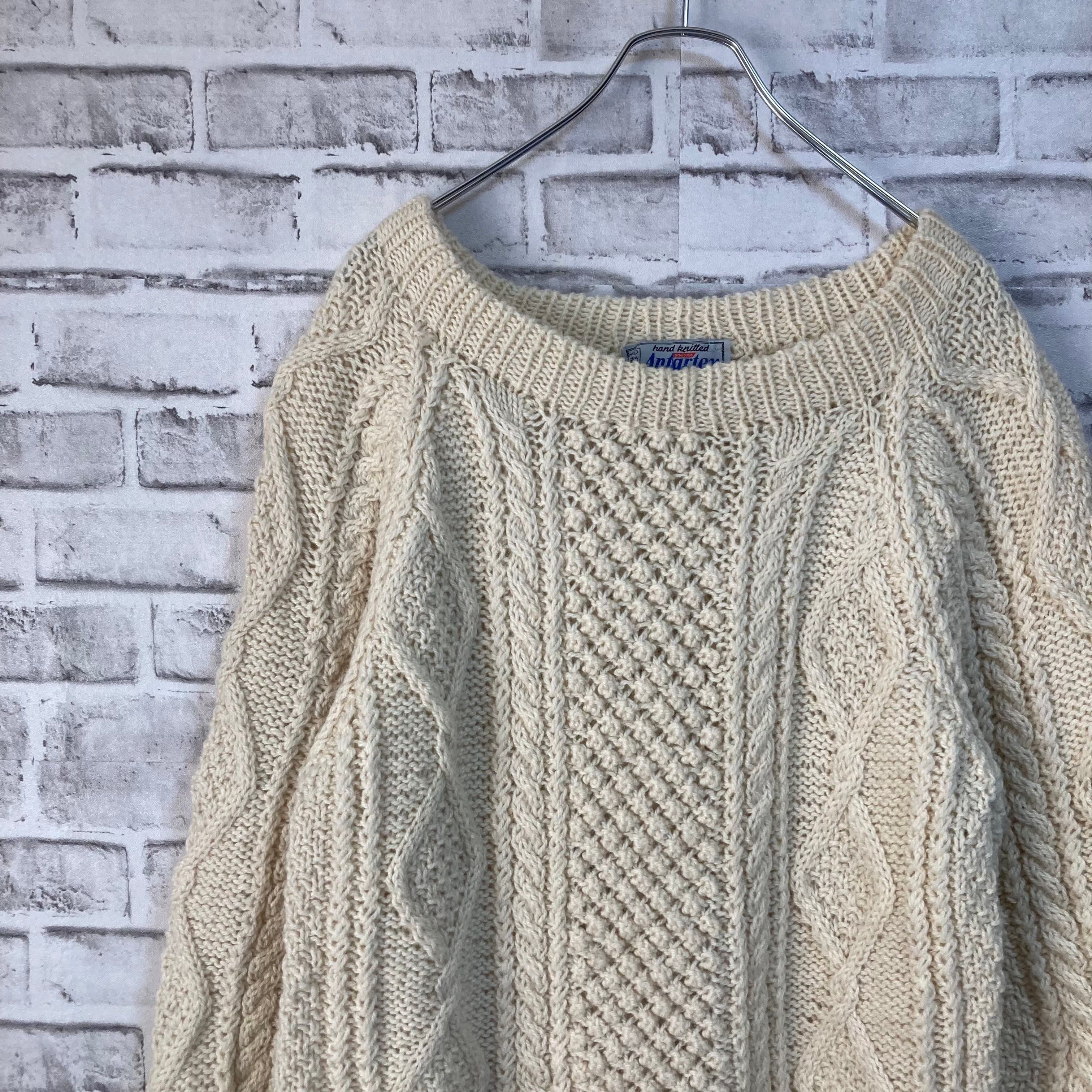 【Antartex】Fisherman Knit L相当 Made in GREAT BRITAIN 70s vintage EURO LINE  アランニットフィッシャーマンニット ニット 英国 イギリス製 ユーロライン ウール100% ヴィンテージ ビンテージ ケーブル編み イタリア  ヨーロッパ ...