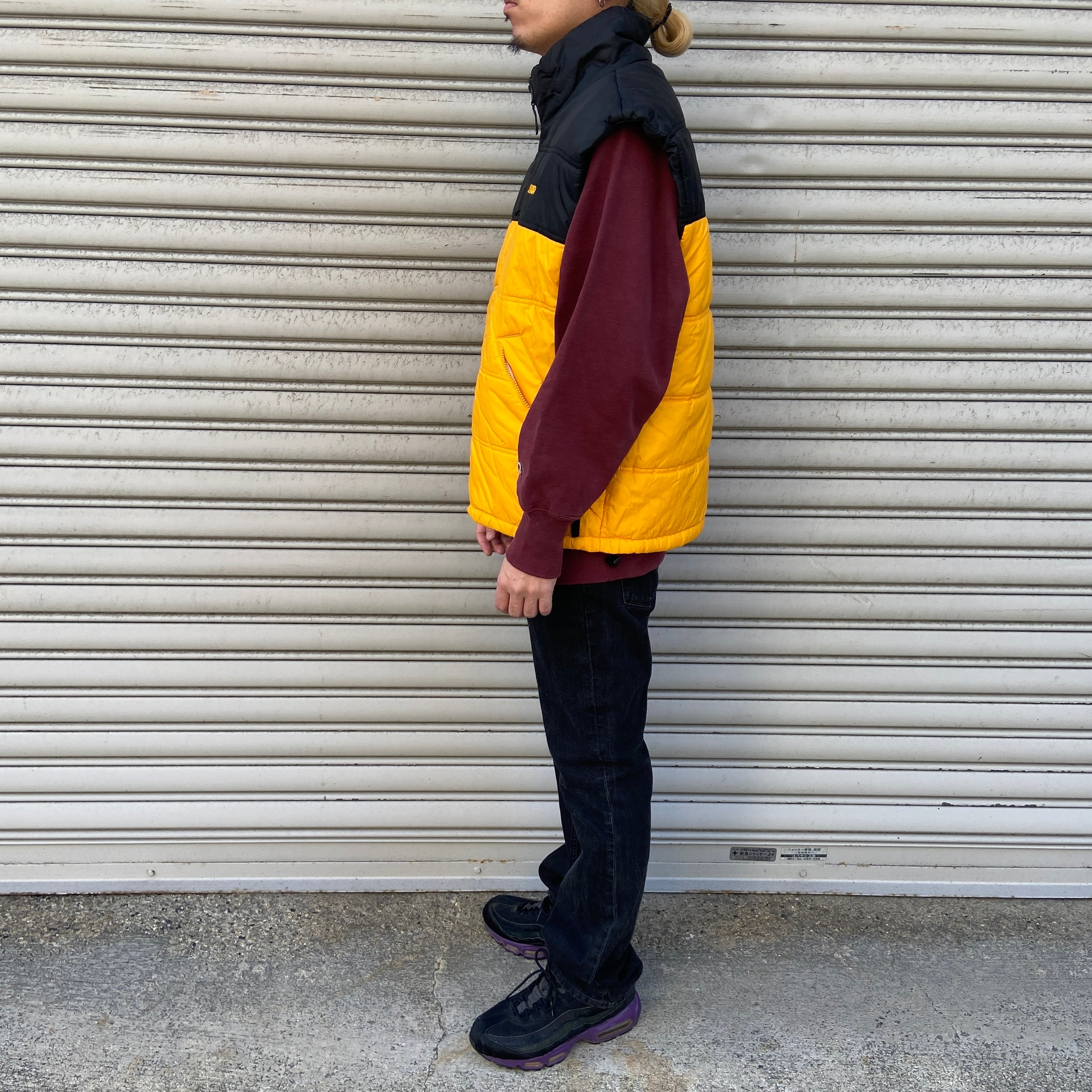 90s STARTER リバーシブル中綿ダウンベスト イエロー ブラック L 90s STARTER リバーシブル中綿ダウンベスト イエロー ブラック L