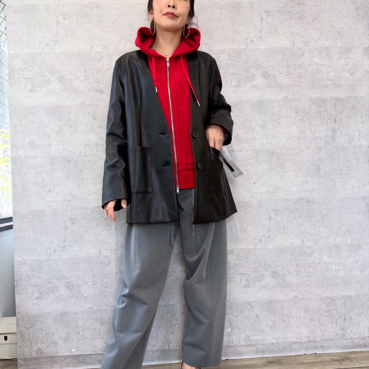 アンナケリー  Annakerry PU LETHER COLLORLESS JK