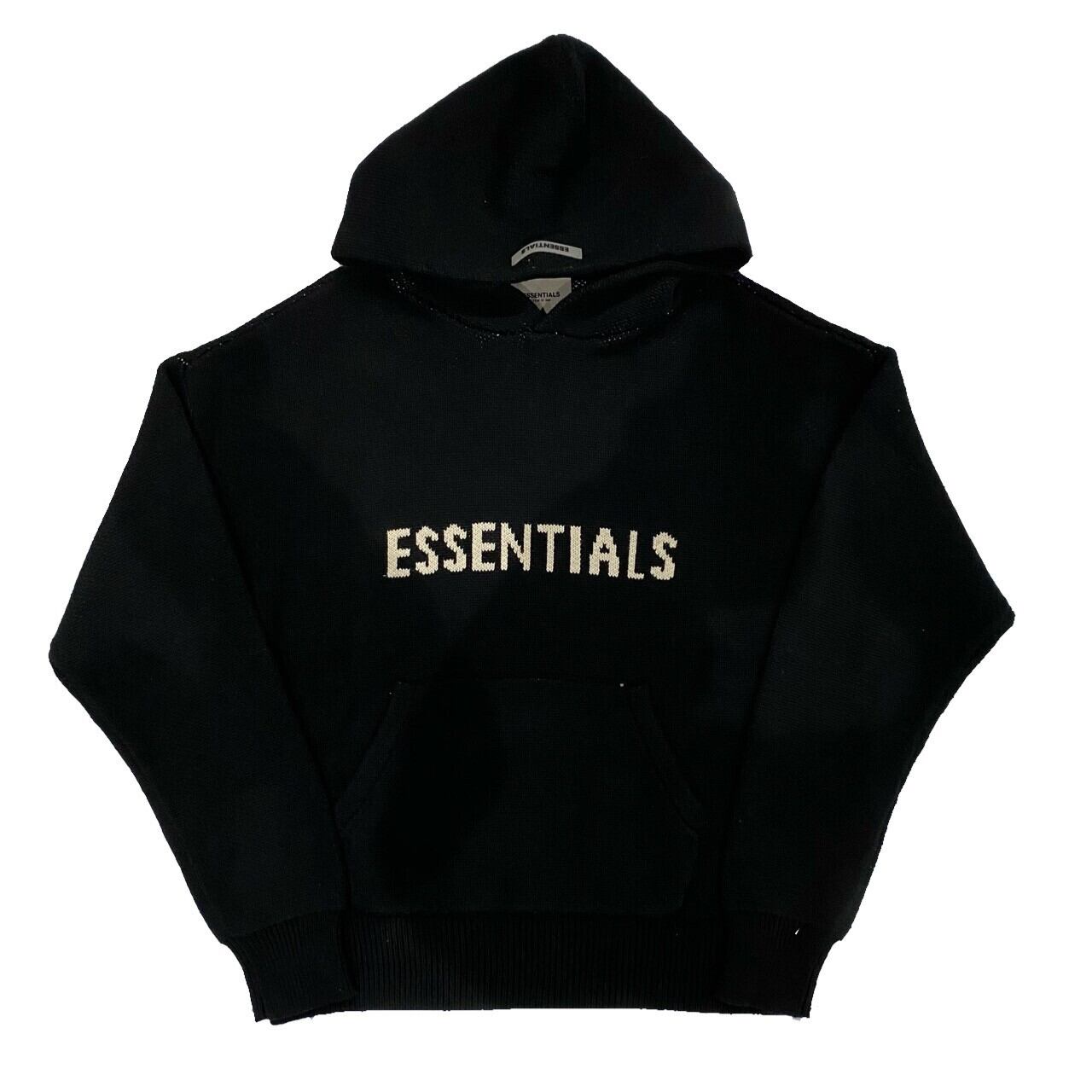 essentials fear of god knit hoodie black