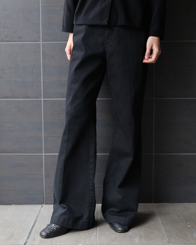 Long length wide flare denim pants