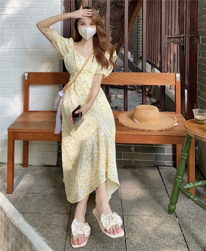 Alphabet's alphabet花柄 七分袖ワンピース 4898-14