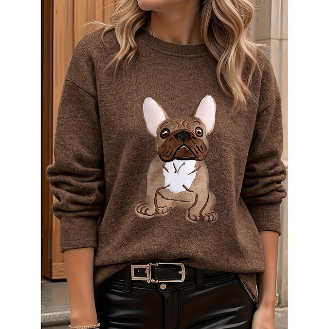 Printed Sweater –fawn bull–　　item-0442