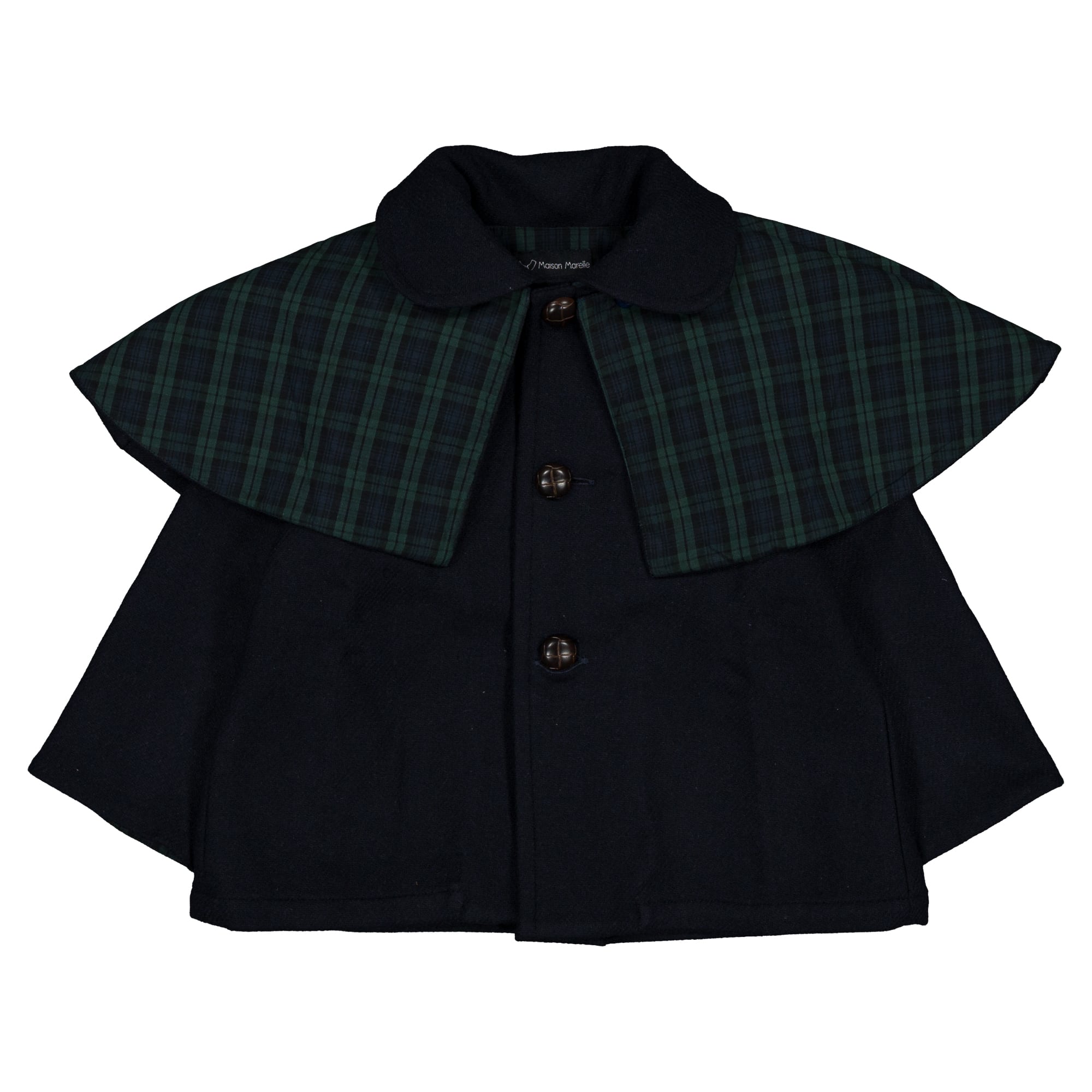 【予約/送料無料】18m-4y / Coat AMOVIBLE cape SHERLOCK- Blue mostly wool / Maison Marelle