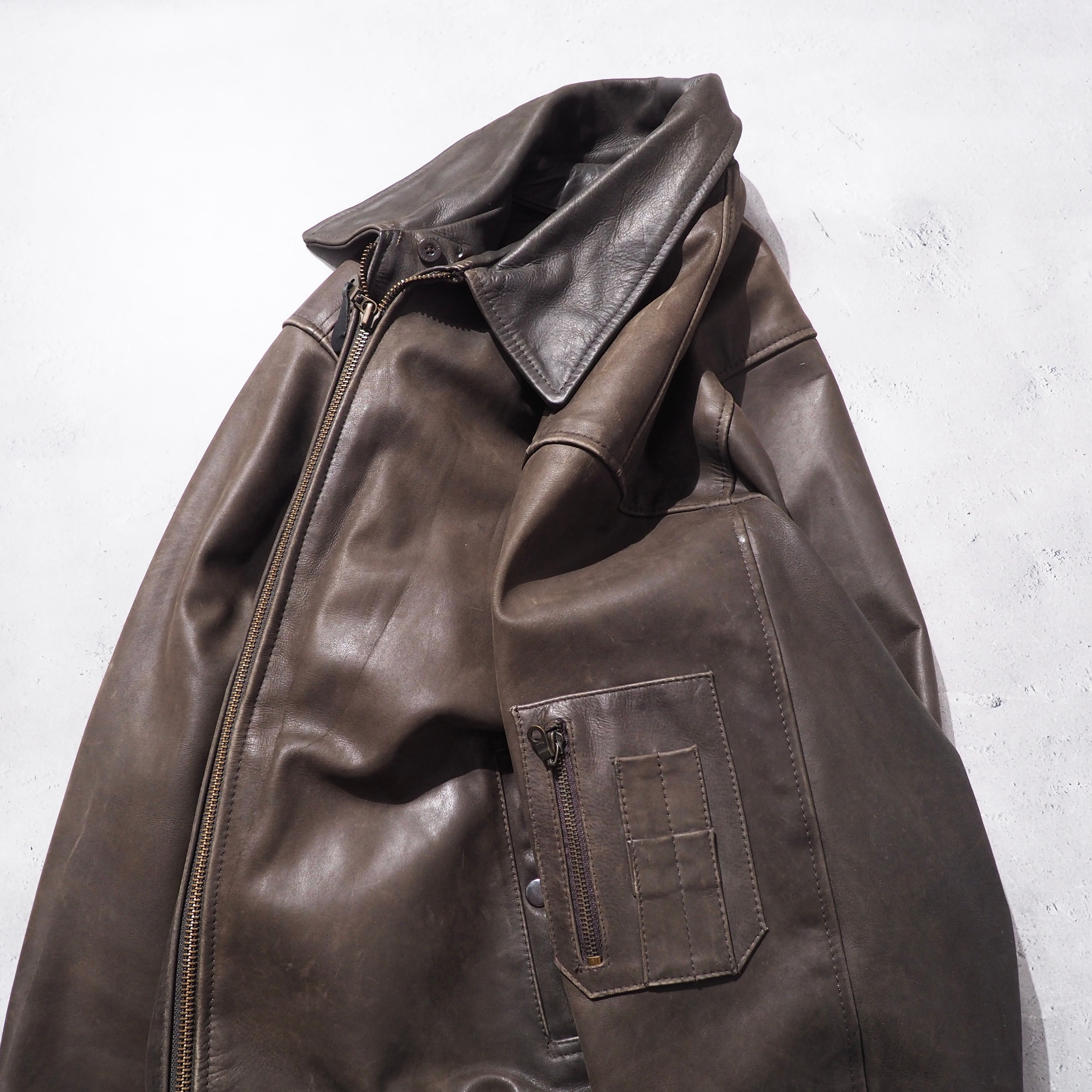 1990s " 退廃的 " Beautiful Dark Brown color vintage Flight leather jacket