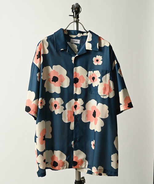 ATELANE Flower all over pattern short sleeve shirt (BLU) 24A-15040