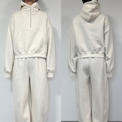 裏起毛ハーフZIPショート丈PK/エクリュ