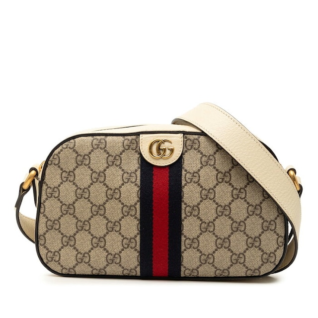 グッチ GGスプリーム オフィディア 斜め掛け ショルダーバッグ 681064 ベージュ アイボリー PVC レザー レディース GUCCI 【中古】