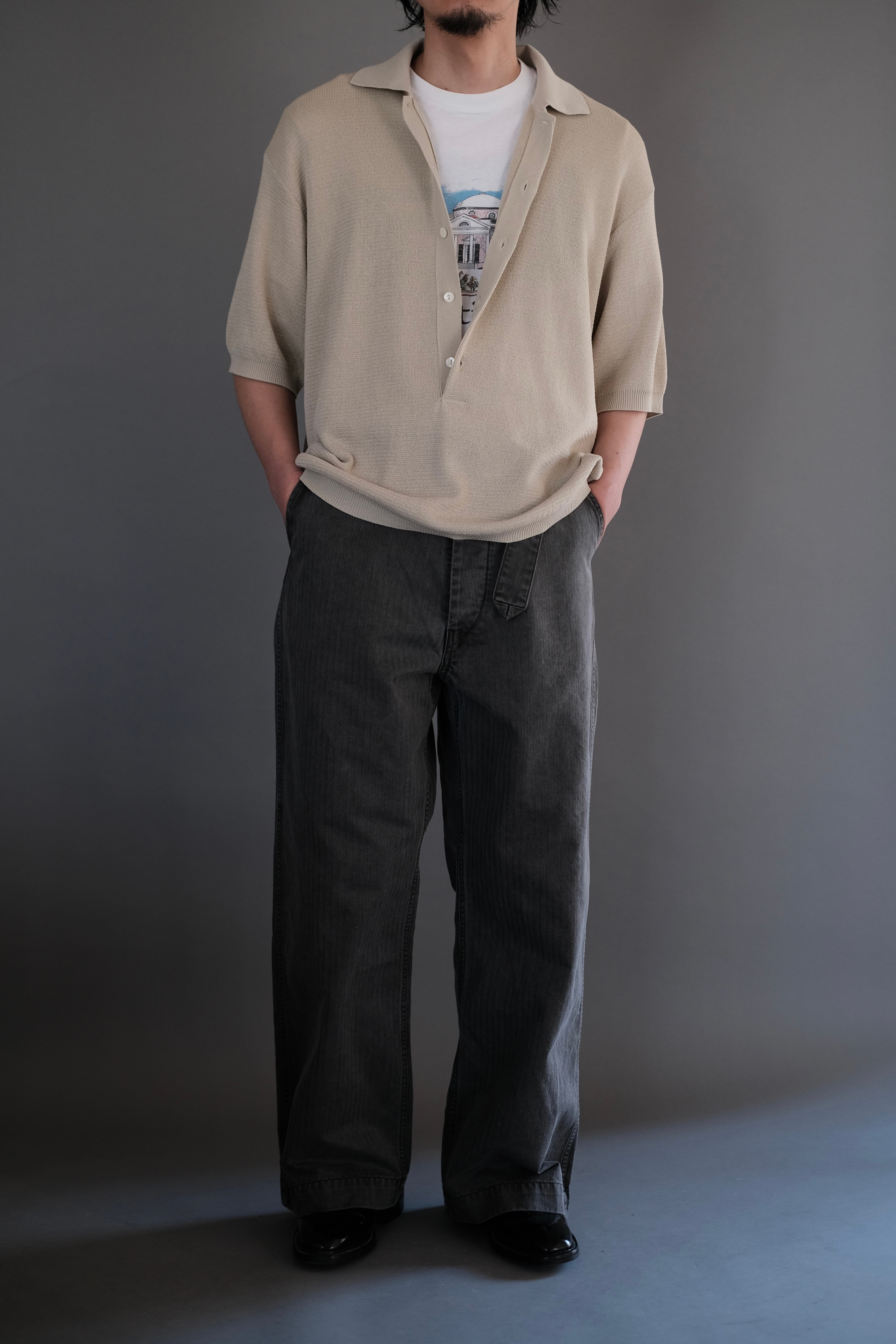 ULTERIOR / TWISTED LOOSE MILANO RIB KNIT POLO | LIVING