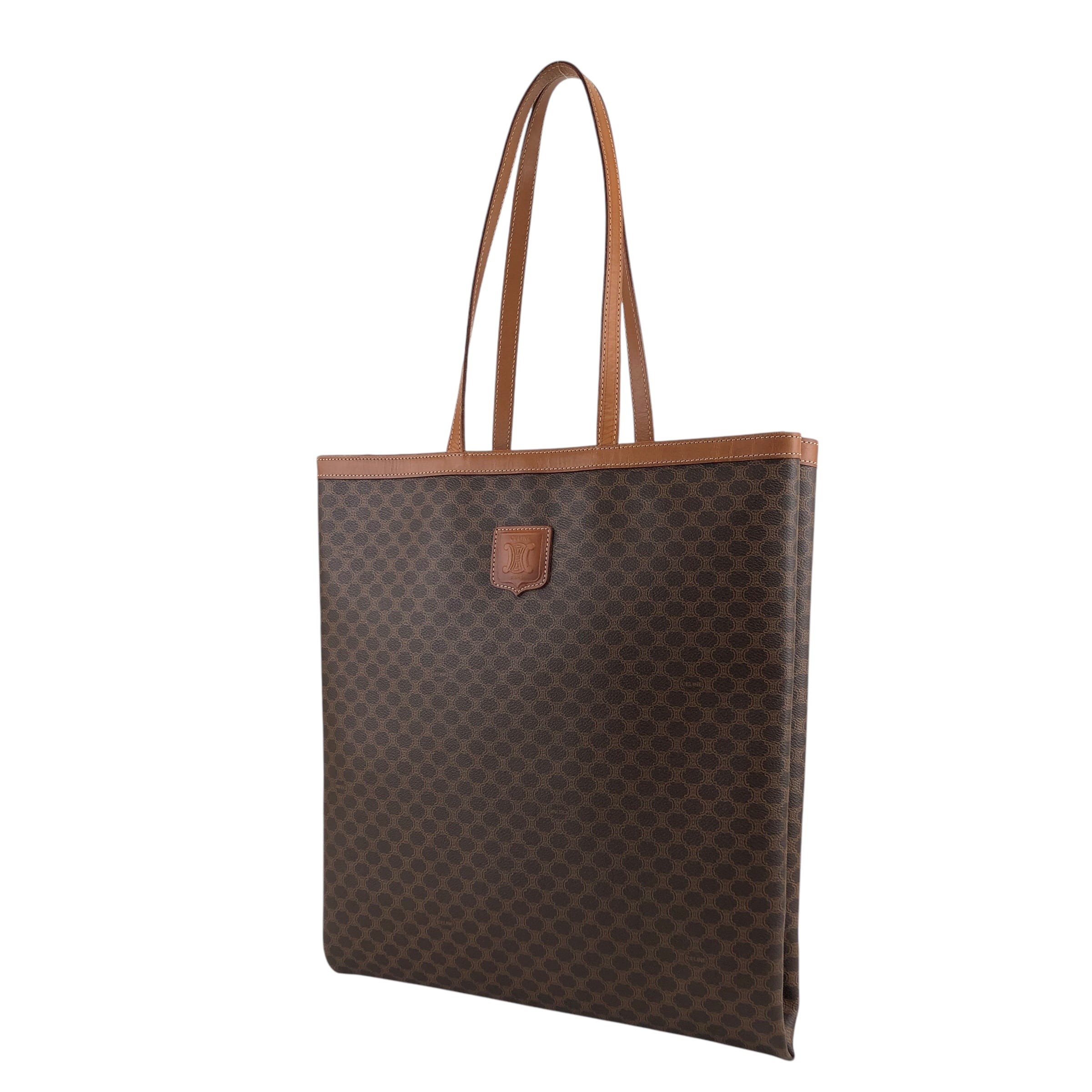 CELINE セリーヌ マカダム トートバッグ ブラウン ブラゾン型押し PVC