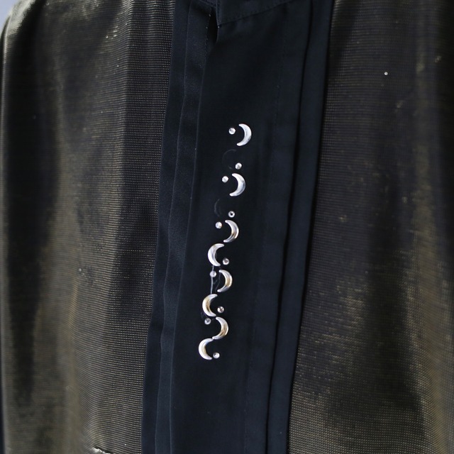 silver and crystal decoration fry front band collar over silhouette shirt