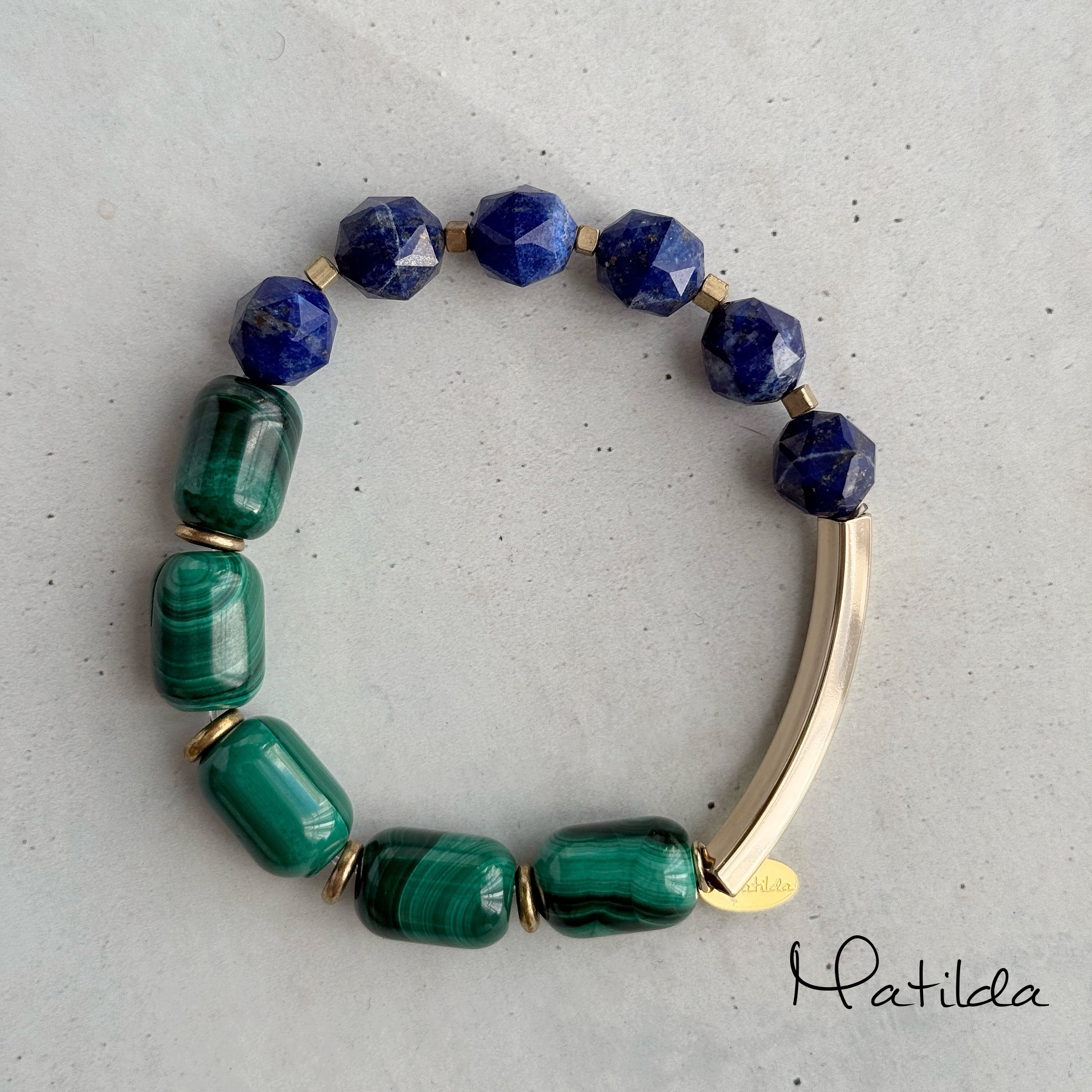 【再販】Tube & stone bracelet(マラカイト×ラピスラズリ)