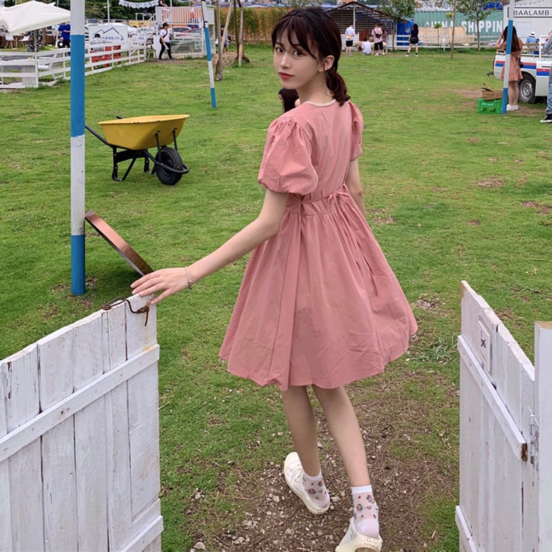 ワンピースレディース夏服スカート スリーブ 大人ガーリー スウィート