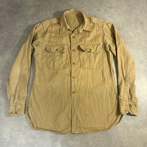 40s アメリカ軍 オフィサーシャツ マチ付き ベージュ