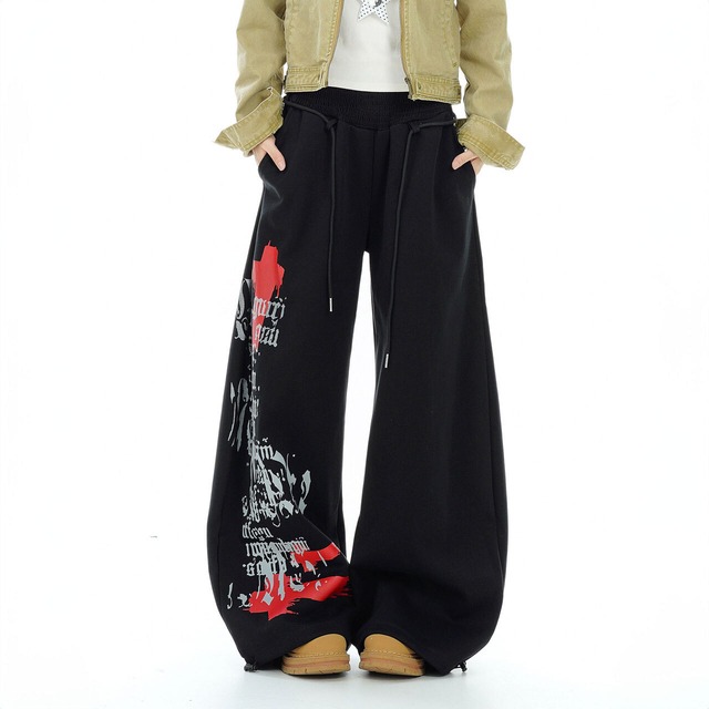 ゴシックレタリングペイントグラフィックパンツ 2col   R02860