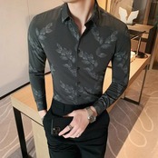 slim print shirt tops 00192