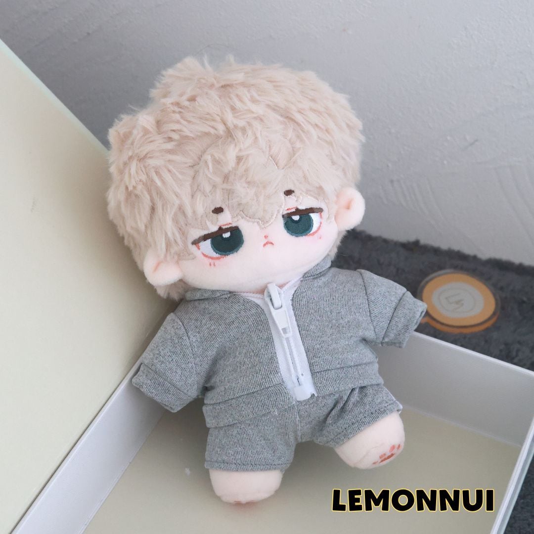 15cm ぬいぐるみ服 着せ替え ジャージ セットアップ 黒 白 グレー ぬい
