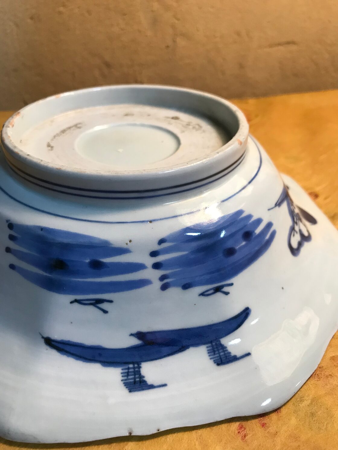 古伊万里 八角皿 椿文・瑞獣文 染付 Antique Ko-Imari Octagonal Dish 