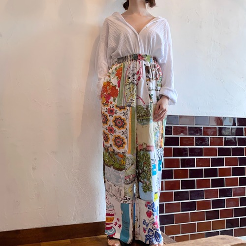 Vintage fabric patchwork remake pants 