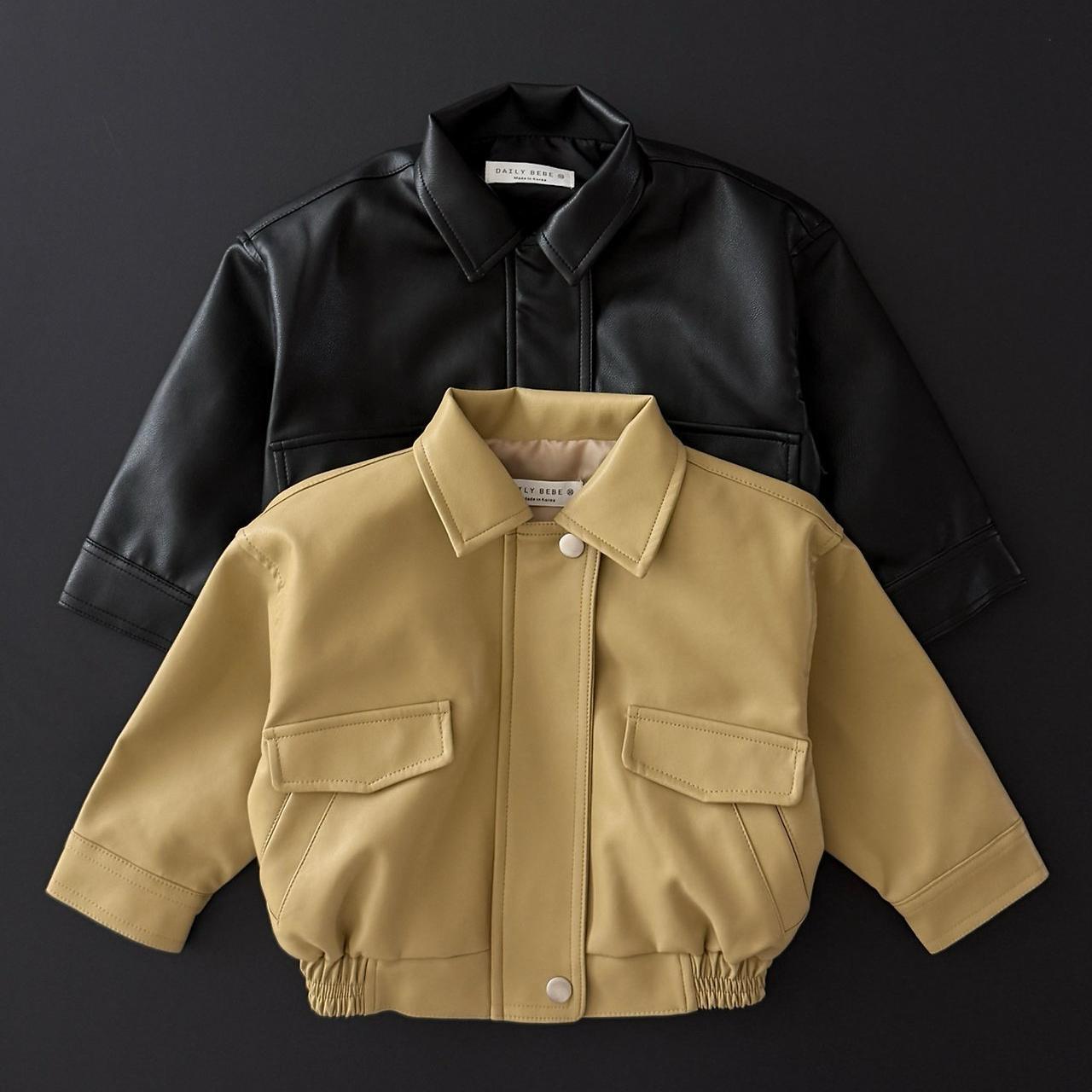 【2点送料無料】«予約»«ジュニアサイズあり»«daily bebe» フェイクレザージャケット 2colors