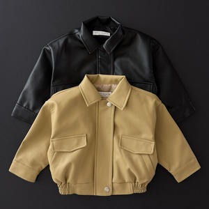 【2点送料無料】«予約»«ジュニアサイズあり»«daily bebe» フェイクレザージャケット 2colors