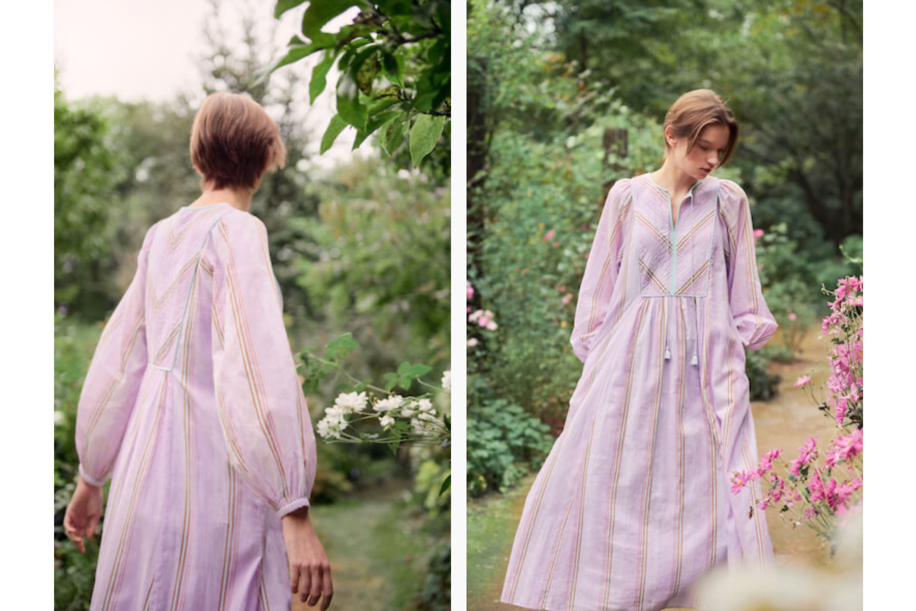 ne Quittez pas / Cotton Voile Stripe Dress |Lilac | Zakka so-la