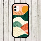 受注生産 iPhoneケース 夕焼け色の地層ウェーブ｜カーヴィー抽象 CURV015B