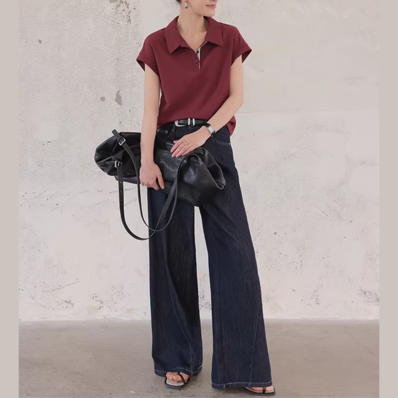 プリーツ入り ワイド デニム パンツ 00144・画像6