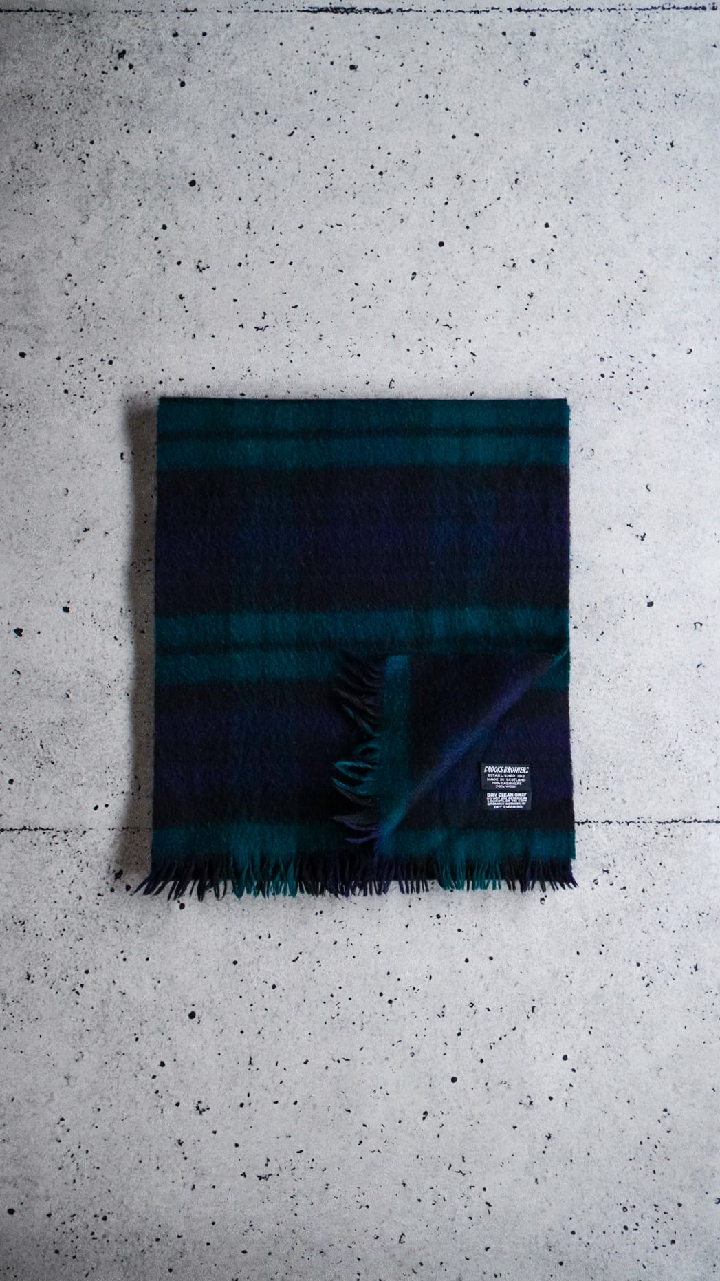 【1960s】BROOKS BROTHERS ブルックスブラザーズ カシミヤ × ウール ブラックウォッチ柄 マフラー 《黒タグ ヴィンテージ》