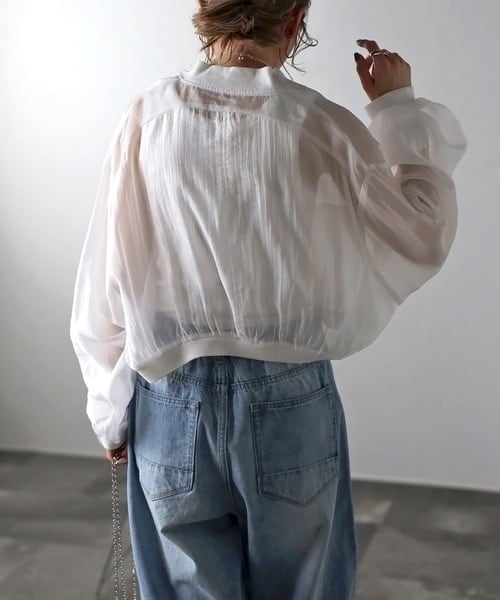 ボリュームスリーブシアーブルゾン | peachflower