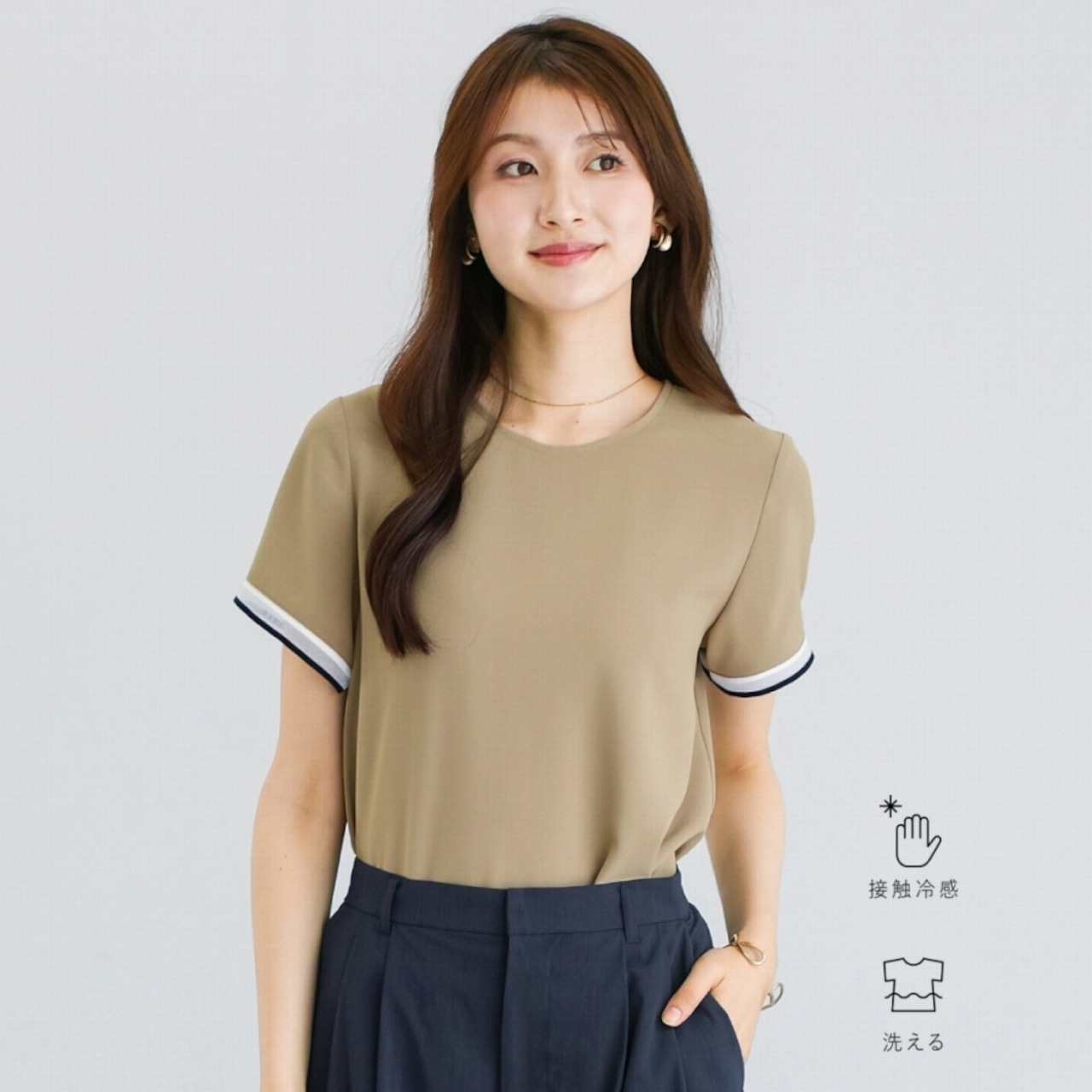【 ラクして整うカセット服 】 さらさらオックス・袖口シアーブラウス(776236)
