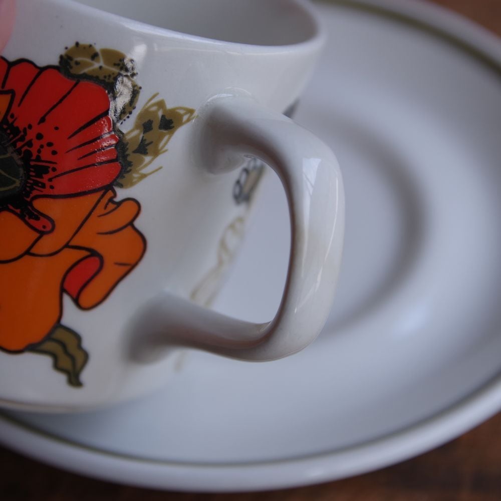 レトロ ヴィンテージ 食器 赤 ひなげし 花柄 コーヒーカップ レトロ ヴィンテージ 食器 赤 ひなげし 花柄 コーヒーカップ