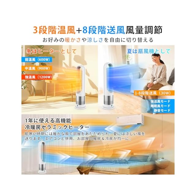 新進化モデル・冷暖兼用】セラミックヒーター 暖房器具 省エネ 電気 3