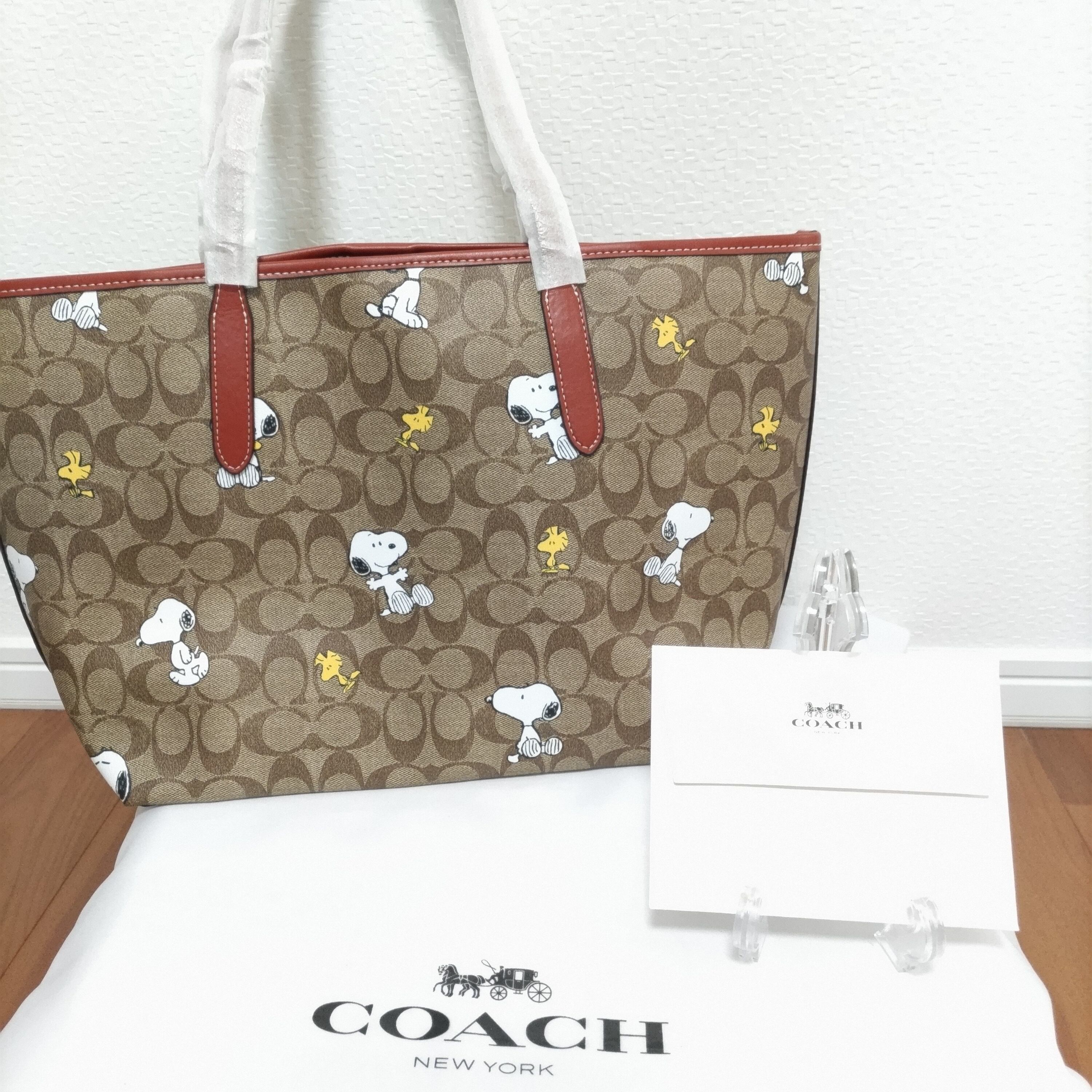 COACH コーチ スヌーピー トートバッグ ウッドストック ブラウン 新作  