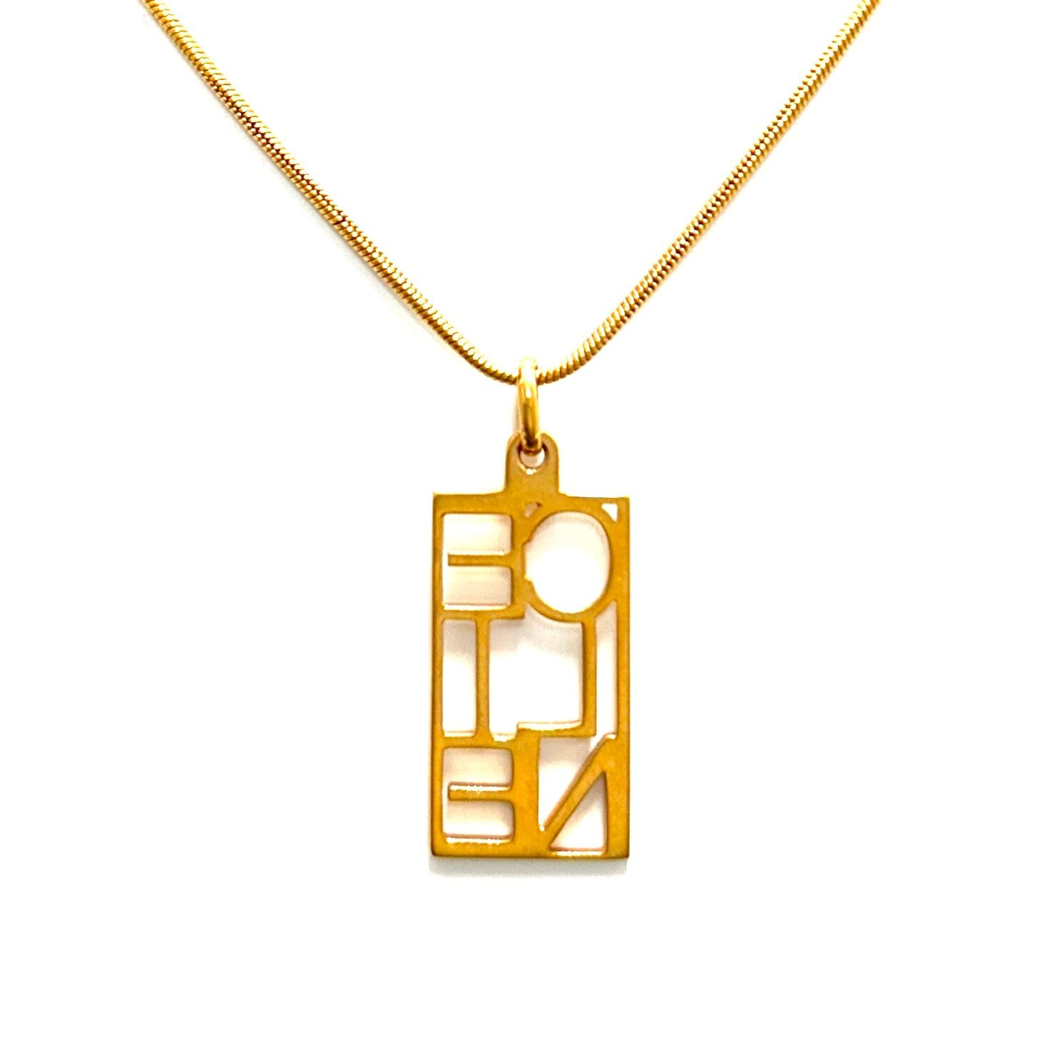 CELINE セリーヌ ブランドロゴ スクエア ネックレス ゴールド vintage